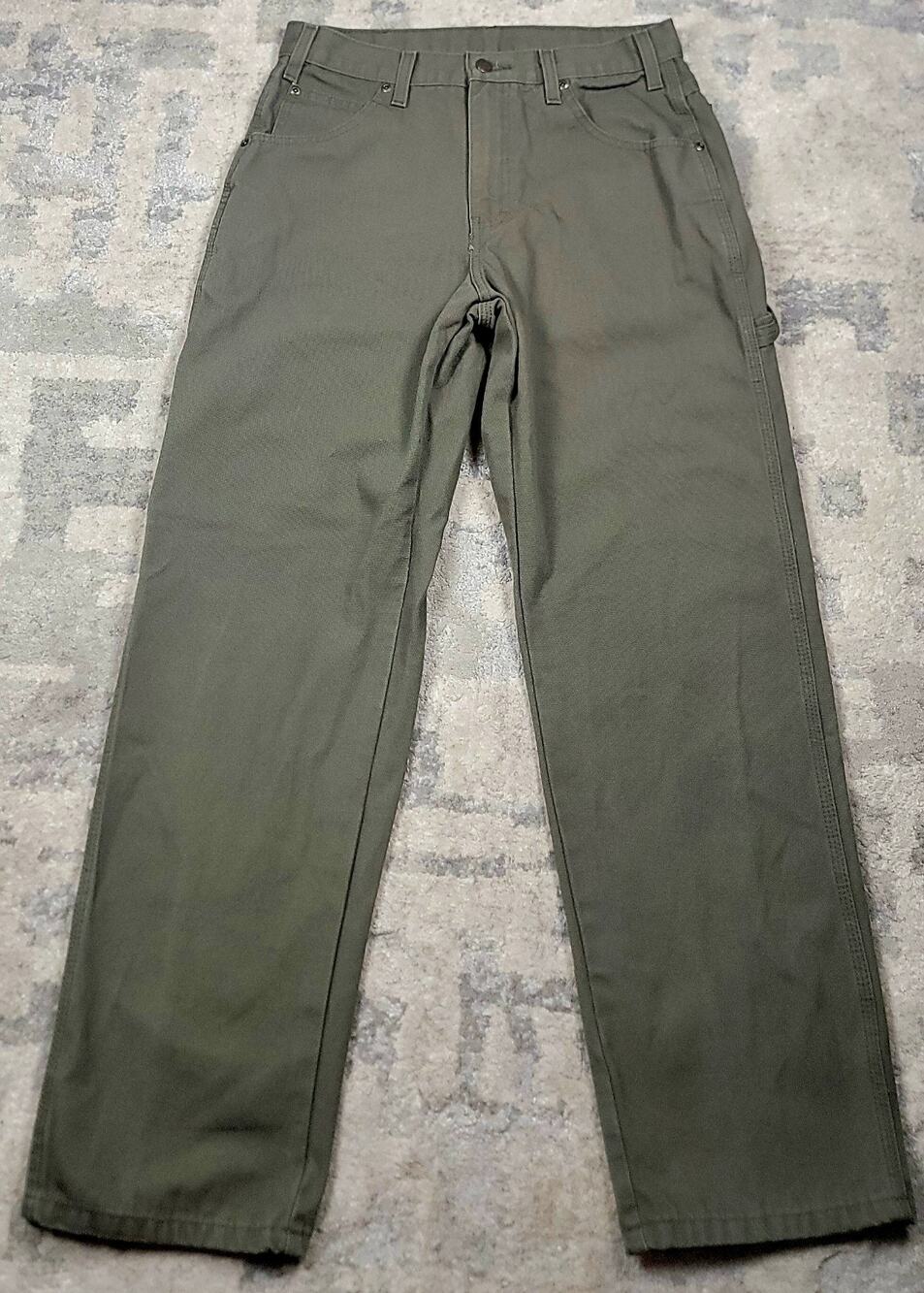 Dickies Pants Men's Olive Green Regular Fit Canvas Carpenter Pants Sz 32x30